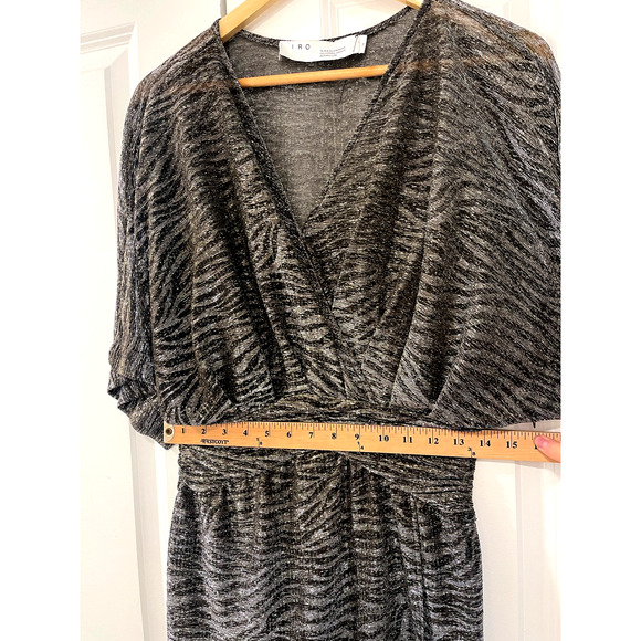 IRO 2 Volsun DISCO Metallic Midi Dress $425 Sheer Zebra Wrap Sparkly Glitter - Picture 10 of 16
